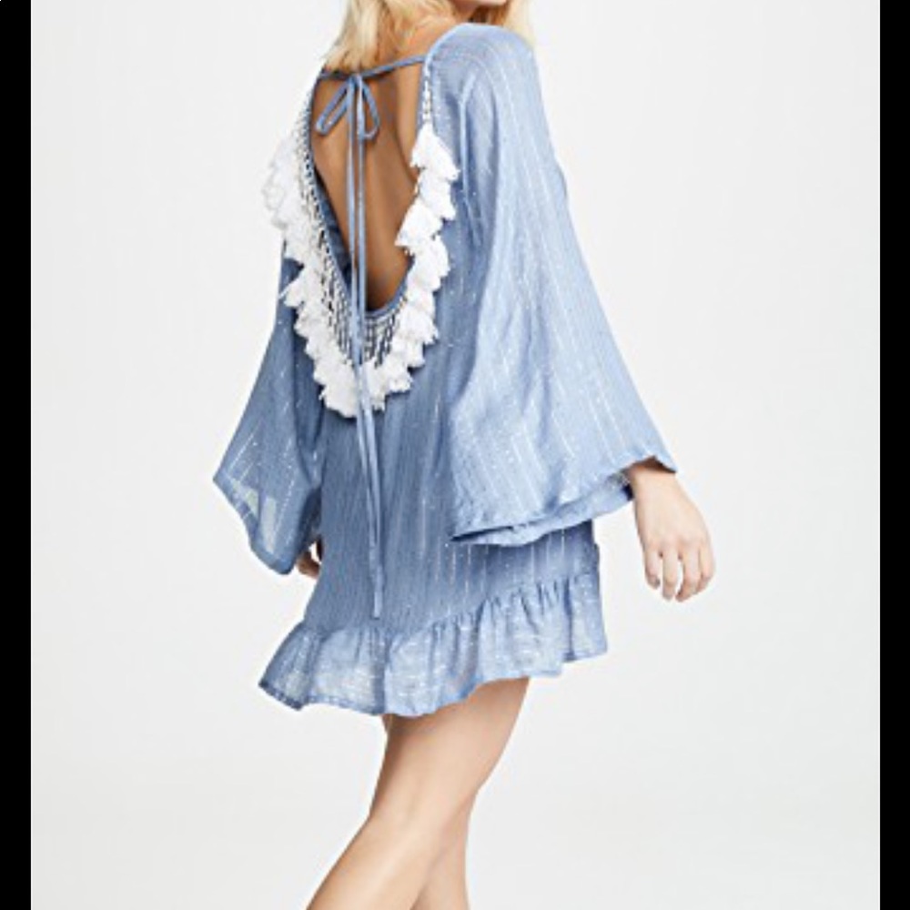 Blue tasseled beach coverup - never worn!
